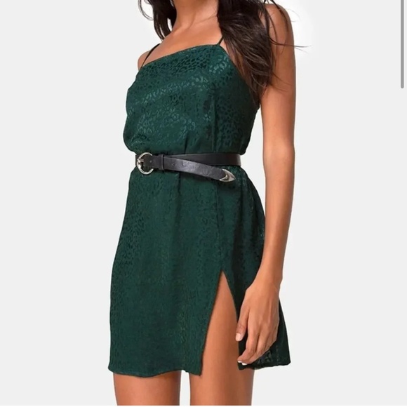 Motel Dark Green Croc Print Mini Dress 🐊💚 - Picture 2 of 6